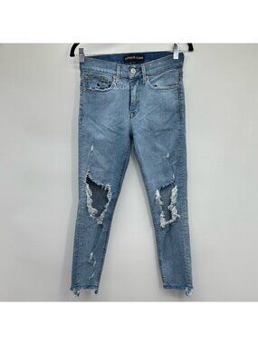 Express Mid-Rise Ripped Distressed Cropped Legging Jeans Size 4